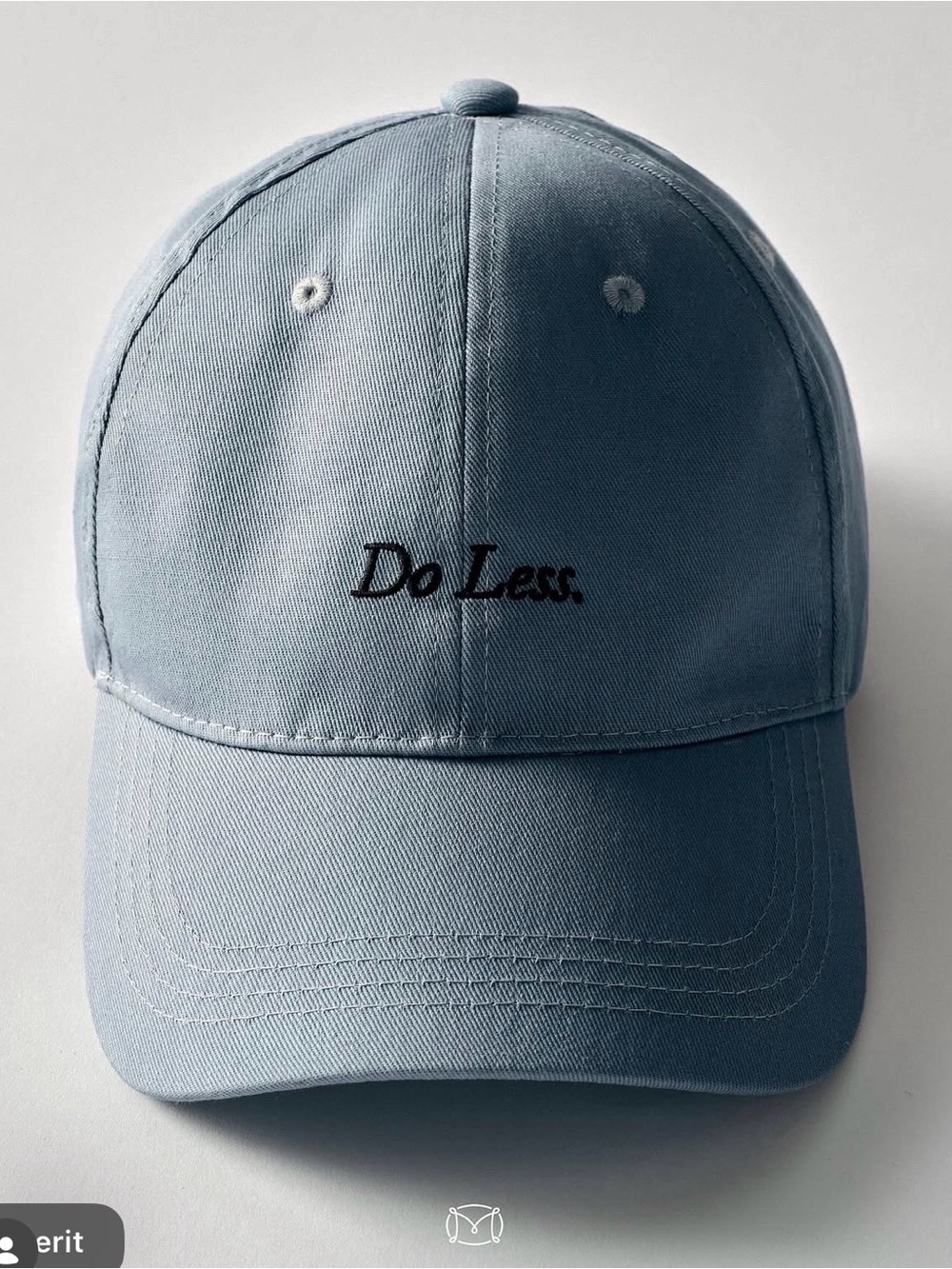Merit Beauty "Do Less." Special Edition Cotton Dad Hat in Slate Blue Minimalist